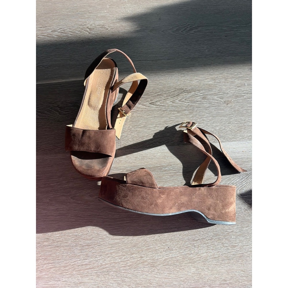 Cosi Cosi Brown Suede Platform Sandals Made in Italy Ankle Strap Chunky Heel 39